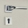 Poignée de porte design à cylindre finition aspect chrome brillant Angela - KATCHMEE