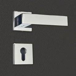 Poignée de porte design à cylindre finition aspect chrome mat Europa - KATCHMEE