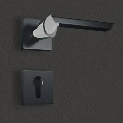 Poignée de porte design à cylindre finition aspect noir et chrome brillant Melissa - KATCHMEE