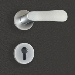 Poignée de porte design à cylindre finition aspect chrome mat Regina - KATCHMEE