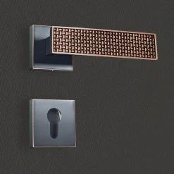 Poignée de porte design à cylindre finition aspect cuivre patiné noir Amalia - KATCHMEE