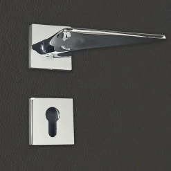 Poignée de porte design à cylindre finition aspect chrome brillant Andrea - KATCHMEE