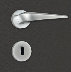 Poignée de porte design à clé finition aspect chrome mat Alissia - KATCHMEE