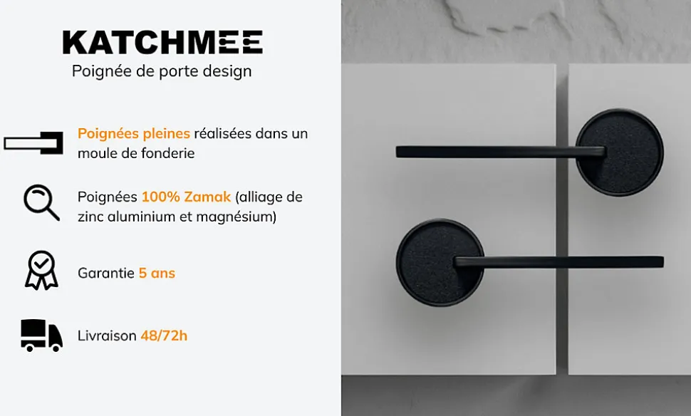 Poignée de porte design finition aspect chrome brillant Nelia - KATCHMEE