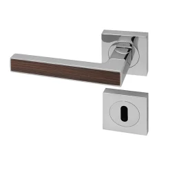 Poignée de porte d'intérieur Premium chrome aspect Wenge à clé