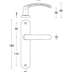 Poignée de porte intérieure - Budget - Vachette - Gris argent - Bec de cane - 165 mm