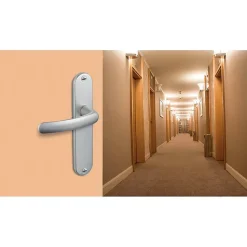 Poignée de porte intérieure - Budget - Vachette - Gris argent - Bec de cane - 165 mm