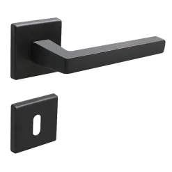 Poignée de porte intérieure sur rosaceZamac epoxy noir mat Avec ressort de rappel Hardwarexchange