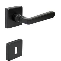 Poignée de porte intérieure sur rosaceZamac époxy noir mat Avec ressort de rappel Hardwarexchange