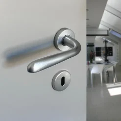 Poignée de porte intérieure sur rosaceZamac chrome satiné mat Avec ressort de rappel Hardwarexchange