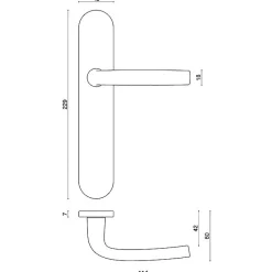 Poignée de porte intérieure - Logio - Vachette - Gris argent - Clé L - 195 mm