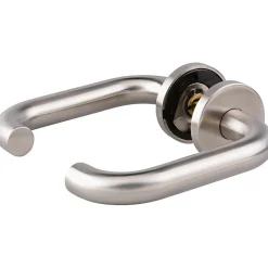 Poignée de porte sur rosace inox mat - Bec de cane - EsT.ZG 41 - Normbau