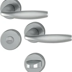 Poignée de porte sur rosace ronde - New York - Hoppe - inox mat - Condamnation