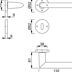 Poignée de porte sur rosace ronde - Stockholm - Hoppe - Noir mat - Clé L