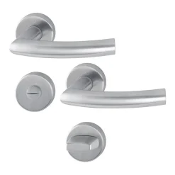 Poignée de porte sur rosace inox mat - Clé I - Trondheim - Hoppe et cie
