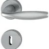 Poignée de porte sur rosace ronde - New York - Hoppe - inox mat - Clé L