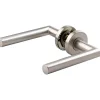 Poignée de porte sur rosace inox - Bec de cane - LC3 - Vachette