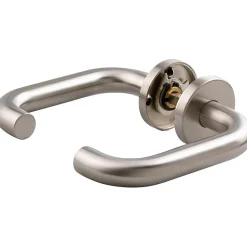 Poignée de porte sur rosace inox - Bec de cane - U19 - Normbau