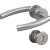 Poignée de porte sur rosace inox mat - Clé L - Trondheim - Hoppe et cie