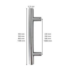 Poignée de tirage - Baton de maréchal - Inox 304 - Droit 90 degrés 1400mm