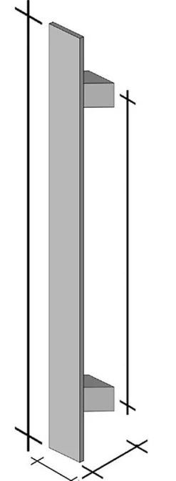 Poignée de tirage - inclinée 60 - Rectangle 40x10 mm - Entraxe350 - S55 -A62 - L500 mm - INOX 304 satiné