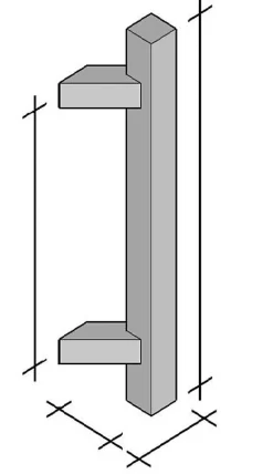 Poignée de tirage Carrée 30x30 mm - Entraxe500 - S90 - A75 - L650 mm - incliné 45 - INOX 304 satiné