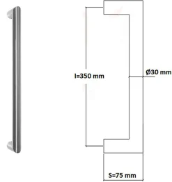 Poignée de tirage Diamètre 30 mm - Entraxe350 mm - INOX 304 poli