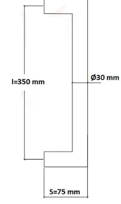 Poignée de tirage Diamètre 30 mm - Entraxe350 mm - INOX 304 Laqué RAL 9005 Noir Mat