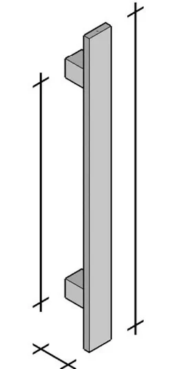 Poignée de tirage Rectangle 40x10 mm - Entraxe350 - S55 - L500 mm - INOX 304 satiné