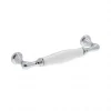 Poignée pour meubles en zamac et porcelaine Entraxe 96 chrome poli