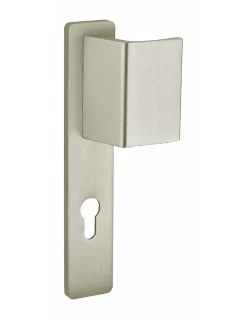 Poignée pour porte d'entrée palière renforcée Picardie trou de cylindre, carré 7mm, entr'axes 195mm, couleur champagne - THIRARD