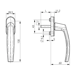 Poignée PVC blanc pour fenêtre L.118 mm vendue par 3 pièces