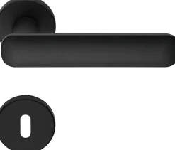 Poignée rosace ronde, Lot de 20, rosace trou de clé L, noir, Garantie 5 ans, pour porte intérieure.