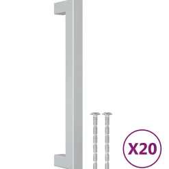 Poignées d armoire 20 pcs argenté 160 mm acier inoxydable