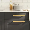 Poignées d armoire 5 pcs doré 224 mm acier inoxydable