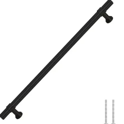 Poignées d armoire 5 pcs noir 224 mm acier inoxydable