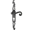 Poignées de porte fer forgé COQ vieil argent 330X36 mm Trou de cylindre i