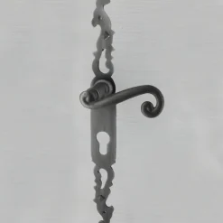 Poignées de porte fer forgé COQ 330x36mm vieil argent à saillie rehaussée Trou de cylindre i 330X36 mm