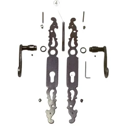 Poignées de porte fer forgé COQ 330x36mm vieil argent à saillie rehaussée Trou de cylindre i 330X36 mm