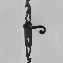 Poignées de porte fer forgé COQ noir 330X36 mm Trou de clé L