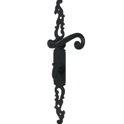 Poignées de porte fer forgé COQ noir 330X36 mm à condamnation