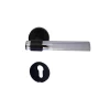 Poignées de porte "JOY" INCOLORE Plexiglass Cristalline Pied Inox Noir - +1 Paire de rosaces cylindre