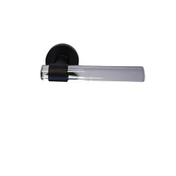 Poignées de porte "JOY" INCOLORE Plexiglass Cristalline Pied Inox Noir - Sans rosaces de fonction