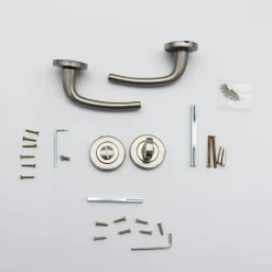 Poignées de Porte, Rosace Nickel, Carré 7, Fermeture par Condamnation, Fabrication Française