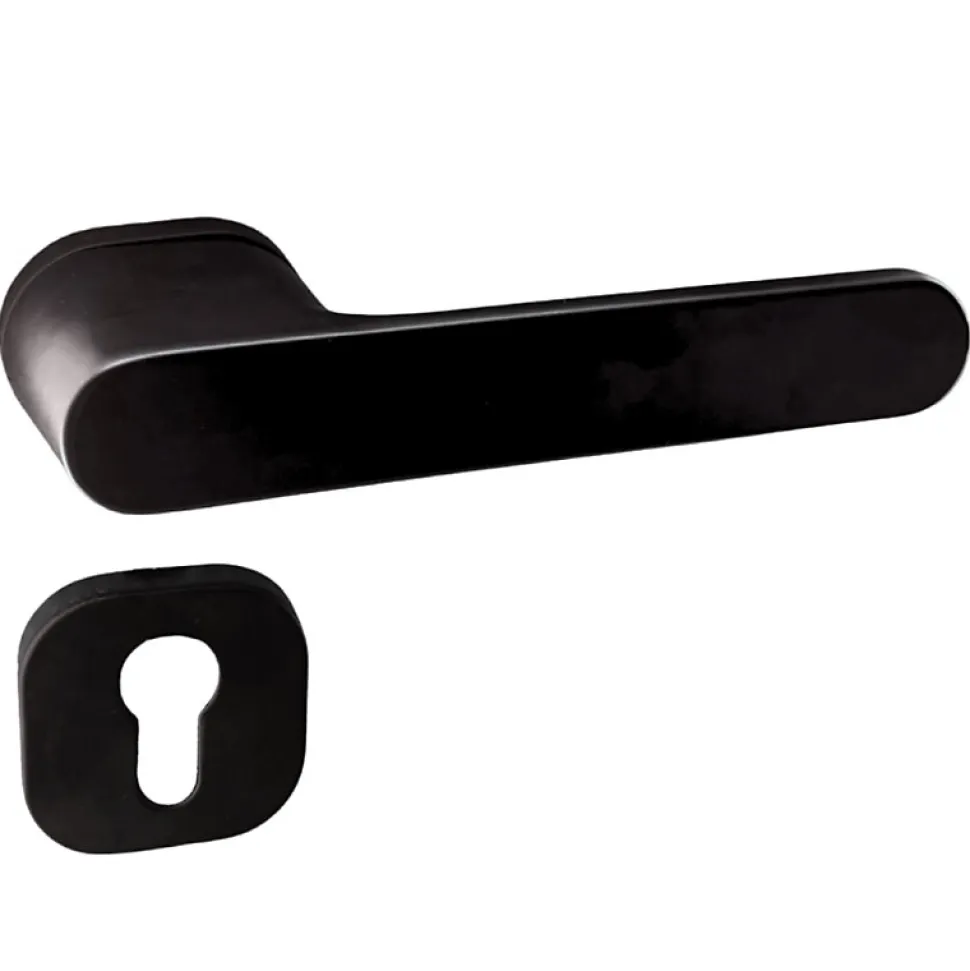 Poignées de porte sur rosace oblongue noir mat - Modèle Marina Trou de cylindre i
