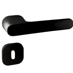 Poignées de porte sur rosace oblongue noir mat - Modèle Marina Trou de clé L