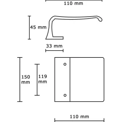 Poignées de tirage en aluminium H 150 mm anodisé Argent satiné