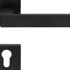 Poignées pour porte d'entrée, Lot de 20, rosace carrée A CLIPSER, rosace trou de clé I pour cylindre, noir, garantie 5 ans