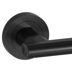 Poignées sur rosace à visser ronde en aluminium noir mat GoodHome Logeo