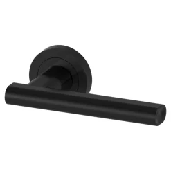 Poignées sur rosace à visser ronde en aluminium noir mat GoodHome Logeo